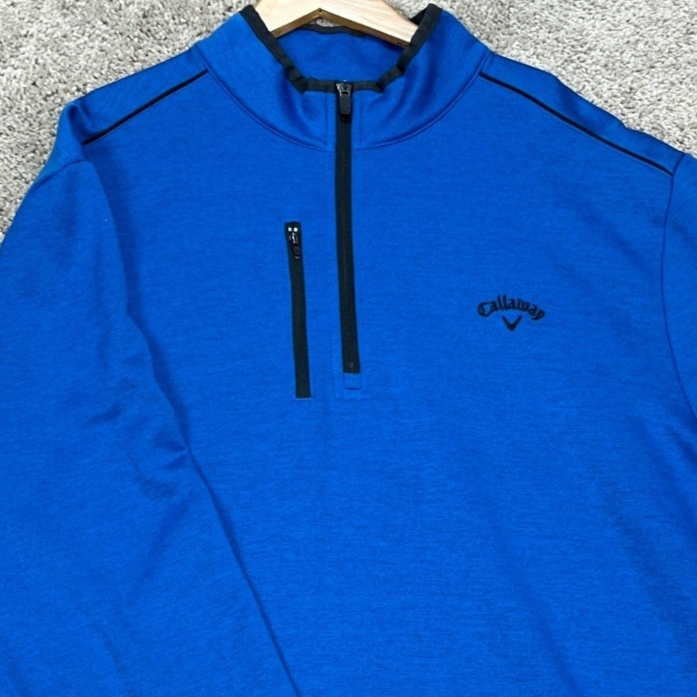 Callaway Pullover Men XL Blue Heathered Long Sleeve 1/4 Zip Golf Performance EUC - Picture 2 of 10